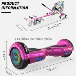 MEGA MOTION Hoverboards mit Hoverkart für Kinder, 6.5 Zoll Hoverboards mit Bluetooth