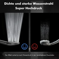 MEKO Hochdruck Duschkopf mit Filter 3 Strahlarten Schwarz