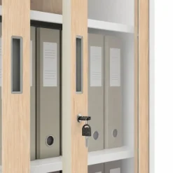 Metallschrank mit Vitrine, weiß / Eiche Sonoma: Eco Design AMELIA 900 x 1850 x 400 mm
