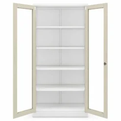 Metallschrank mit Vitrine, weiß / Eiche Sonoma: Eco Design AMELIA 900 x 1850 x 400 mm