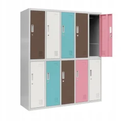 Metal Umkleideschrank 10 Fächer, Pastell, 150x136x45 cm, Jan Nowak