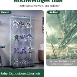 MGMYM Glasvitrine Standvitrine mit abschließbarer Tür, 4 Lagen