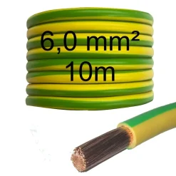 10m Grün / Gelb ???? H07V-K ???? 6,0 mm² Litze Kabel Erdungskabel mm2