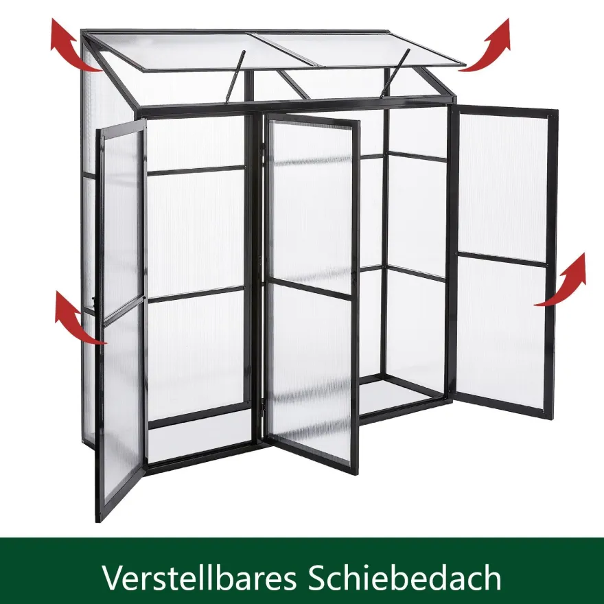 0,99m² - HALB Gewächshaus-180x55x190-MIT Rückwand