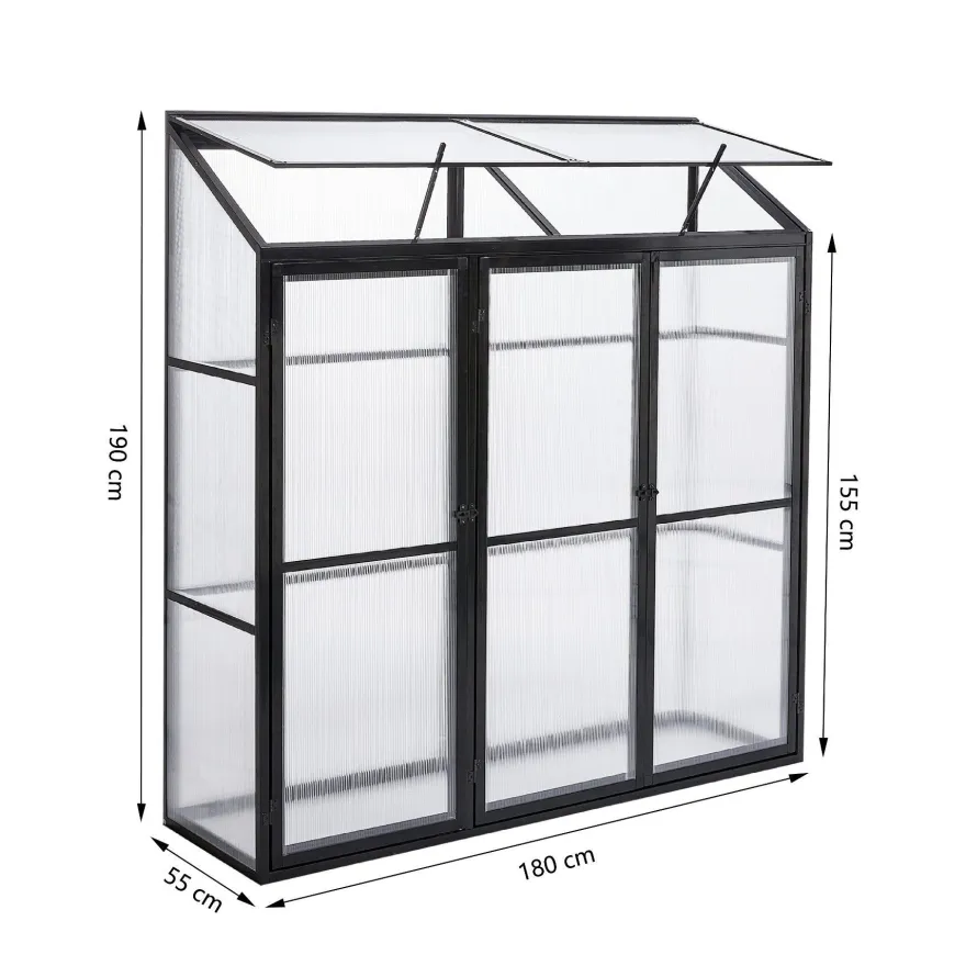 0,99m² - HALB Gewächshaus-180x55x190-MIT Rückwand