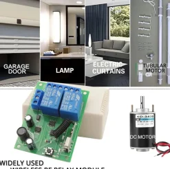 433MHz Wireless Remote Control Switch - 1CH 12V 10A Relay Receiver & 2CH Transmitter