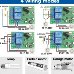 433MHz Wireless Remote Control Switch - 1CH 12V 10A Relay Receiver & 2CH Transmitter