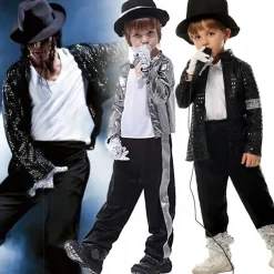 Michael Jackson Billie Jean 80er Hip Hop Kostum Kinder Jungen Cosplay Outfit Set