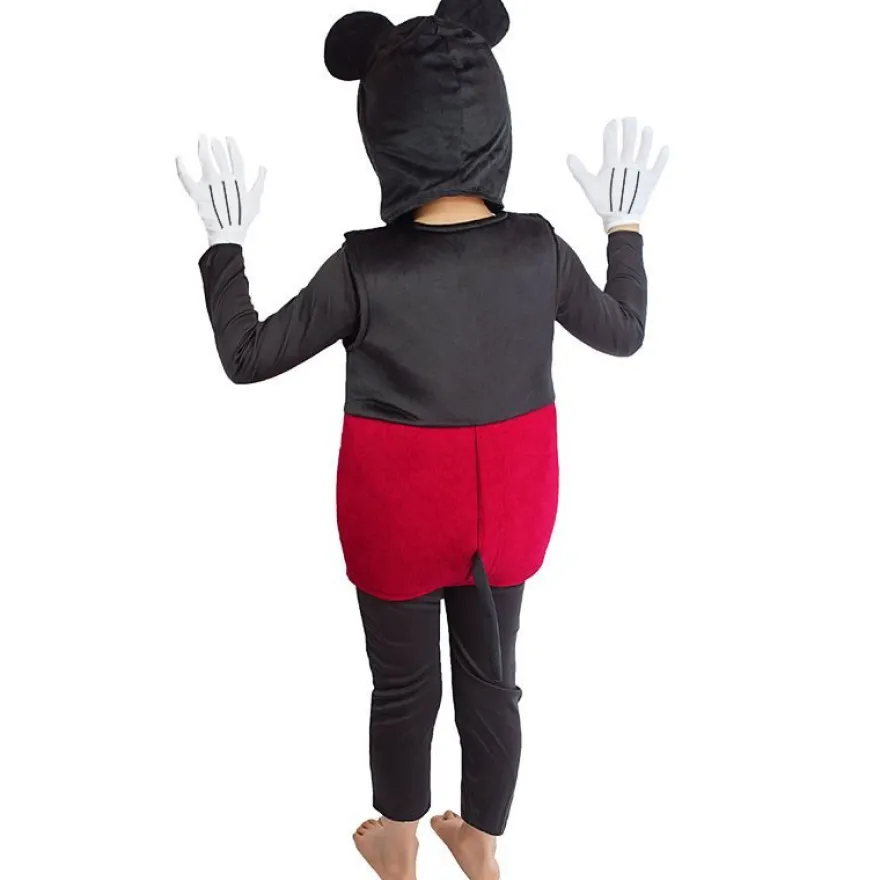 Mickey Mouse Cosplay Jumpsuit mit Haube Kinder Halloween Party Showanzug Cos Bodysuit