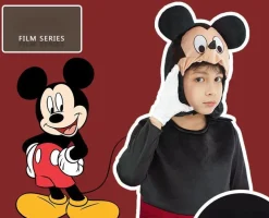 Mickey Mouse Cosplay Jumpsuit mit Haube Kinder Halloween Party Showanzug Cos Bodysuit