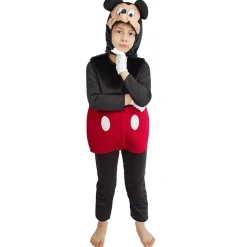 Mickey Mouse Cosplay Jumpsuit mit Haube Kinder Halloween Party Showanzug Cos Bodysuit