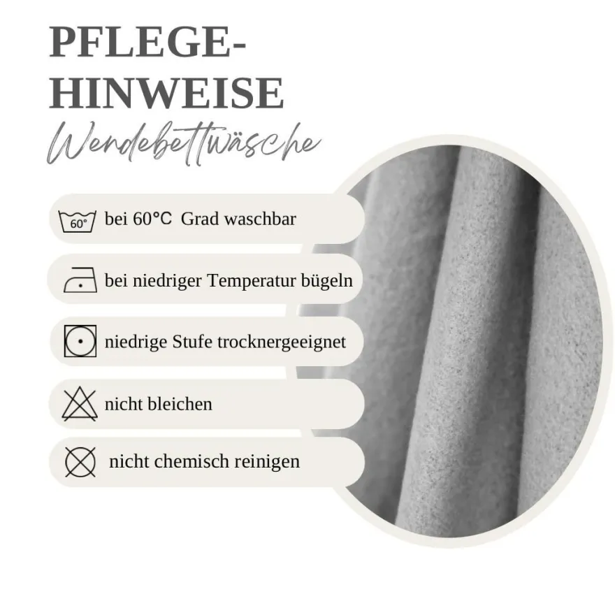Microfaser Fleece Bettwäsche mit verdecktem Reißverschluss - einfarbig & wendbar