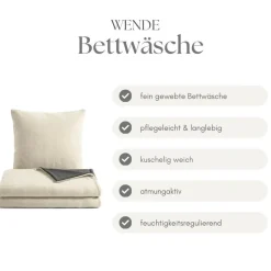 Microfaser Fleece Bettwäsche mit verdecktem Reißverschluss - einfarbig & wendbar