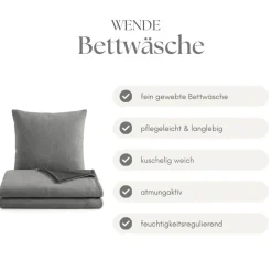 Microfaser Fleece Bettwäsche mit verdecktem Reißverschluss - einfarbig & wendbar