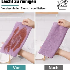 Mikrofasertücher 6 Stk, Saugfähige Putzlappen 30x30 cm, Lila