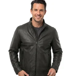 Milestone - Herren Echtleder Lederjacke Lammnappa schwarz