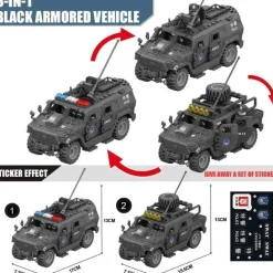 Militär Fahrzeug Baustein Set Panzerwagen SWAT Armee kompatibel Spielzeug