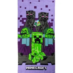 Minecraft Purple Badetuch, Strandtuch 70x140cm