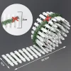 Miniatur Weihnachtszaun Holz mit LED 100x5cm Weiß - Deko Wichtel Gartenzaun
