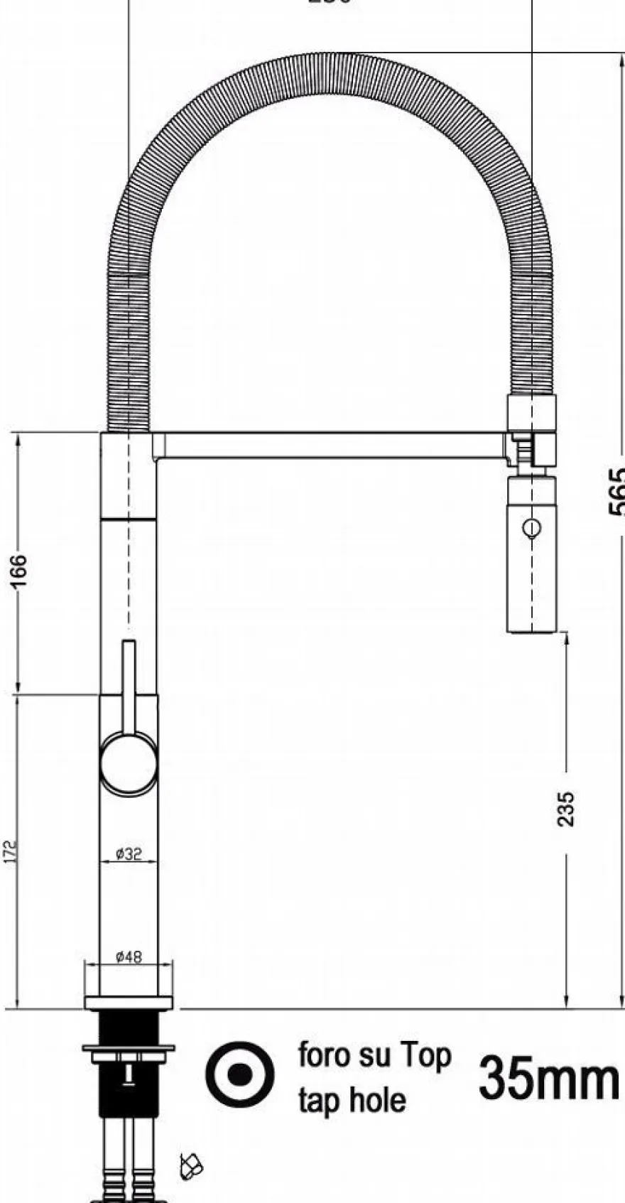 Minimal Design Küchenmischer 360° schwenkbarer Auslauf und 2 strahl Handbrause