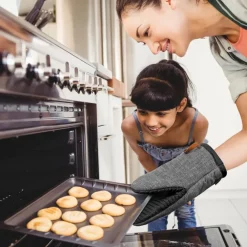Mini Ofenhandschuhe Baumwolle Silikon Hitzebeständig - 2er Set Grau
