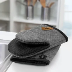 Mini Ofenhandschuhe Baumwolle Silikon Hitzebeständig - 2er Set Grau