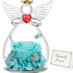 Miofula Ewige Rose Engel Figur Geschenk für Frauen, Mama, Freundin - Hellblau