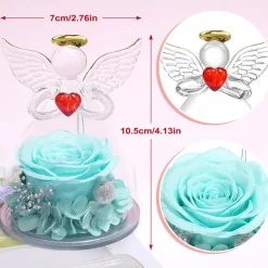 Miofula Ewige Rose Engel Figur Geschenk für Frauen, Mama, Freundin - Hellblau