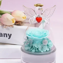 Miofula Ewige Rose Engel Figur Geschenk für Frauen, Mama, Freundin - Hellblau