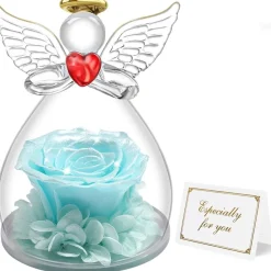 Miofula Ewige Rose Engel Figur Geschenk für Mama, Infinity Rose Schutzengel