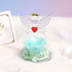 Miofula Ewige Rose Engel Figur Geschenk für Mama, Infinity Rose Schutzengel