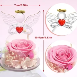 Miofula Ewige Rose Engel Geschenkbox für Mama Oma, Forever Rose im Glas Engel