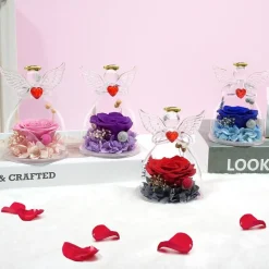 Miofula Ewige Rose Engel Geschenkbox für Mama Oma, Forever Rose im Glas Engel