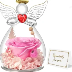 Miofula Ewige Rose Engel Geschenkbox für Mama Oma, Forever Rose im Glas Engel