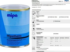 Mipa Mipatherm schwarz 750ml hitzebeständig 800°C Thermolack Ofenlack