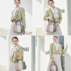 Miss Lulu Henkeltasche Multicolor Damen Citytasche Grau