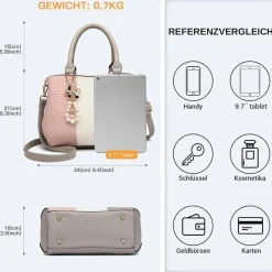 Miss Lulu Henkeltasche Multicolor Damen Citytasche Grau