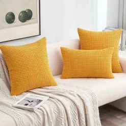 MIULEE 2er Set Kissenbezüge 40x40 cm Kurkuma Kordsamt Dekokissen für Sofa und