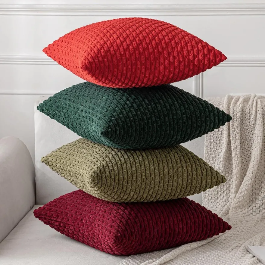 MIULEE 2er Set Kordsamt Kissenbezüge 40x40 cm Dunkelgrün - Weiche Dekokissen
