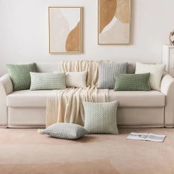 MIULEE Kordsamt Kissenbezüge Dekorative Kissenhülle 2er Set 50x50 cm Hellgrau