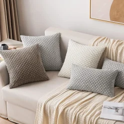 MIULEE Kordsamt Kissenbezug 2er Set 45x45 cm Braun, Dekorative Kissenhülle für