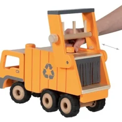 Müllwagen, Müllauto Mülllaster aus Holz, goki 55848