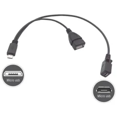M00 Micro USB Stecker auf USB 2.0 A Buchse + Micro USB Buchse Splitter OTG Kabel 30cm