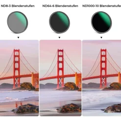 77mm ND Filterset ND8 + ND64 + ND1000 Premium Neutral Graufilter Kit