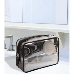 Mococito Kulturbeutel Transparent mit 8 Reiseflaschen zum Befüllen (100ml)