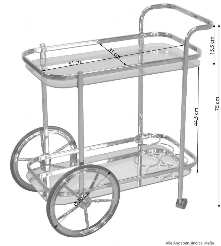 moderner Servierwagen Messingfarben Flaschenhalter Rollbar design Getränkewagen