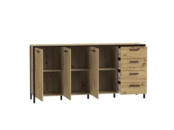 Moderne Sideboard Kommode 184 cm Kirikus Eiche/ Schwarz