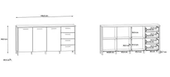 Moderne Sideboard Kommode 184 cm Kirikus Eiche/ Schwarz