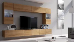 Moderne Wohnwand Calabrini-1 Wohnzimmer-Set Hängewohnwand Hochglanz 10-Farben