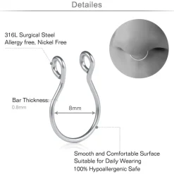 MODRSA 8 Stück Fake Nasenpiercing 20G Nasenring Nippel Ring Piercing Hoop Set